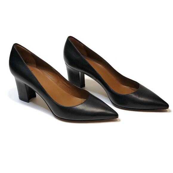 Aquatalia Black Leather Peony Pointed Toe Pumps Made in Italy Office Career 7 - Picture 14 of 15